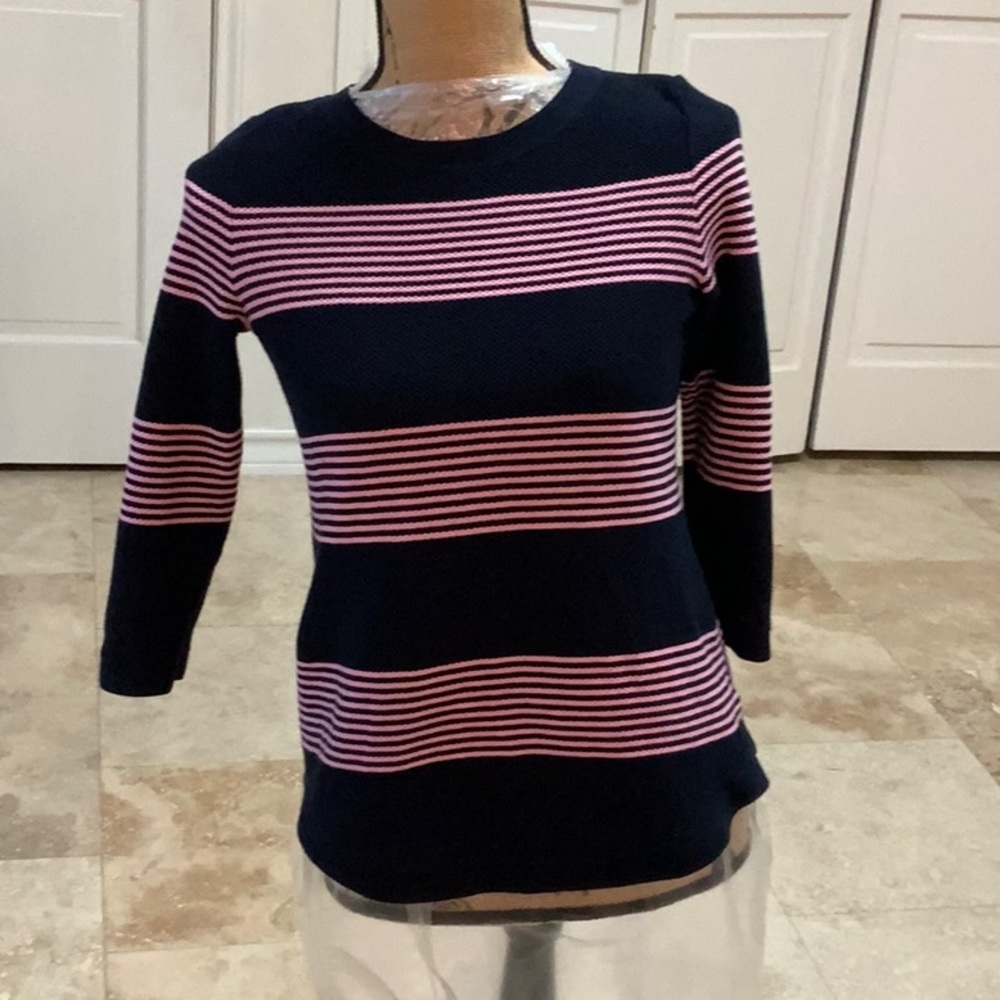 Talbots Curved Hem Striped Sweater